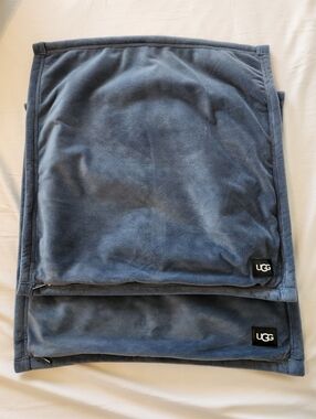 UGG Coco Luxury Throw Pillow Case Covers Set Blue Plush Velour, 20x20